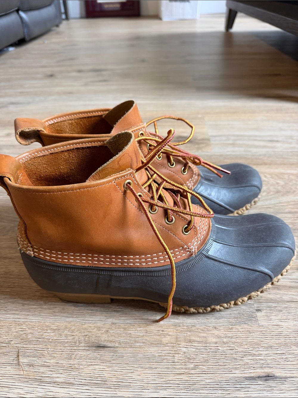 L.L. Bean Men's Two-Tone Brown and Dark Gray Duck Boots